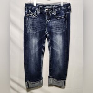 Maurices Dark Blue Denim Capris with White Stitching-Size 9/10 (Juniors)